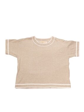 Michael Kors Petite Small Knit Top Beige Neutral Short Sleeve SP
